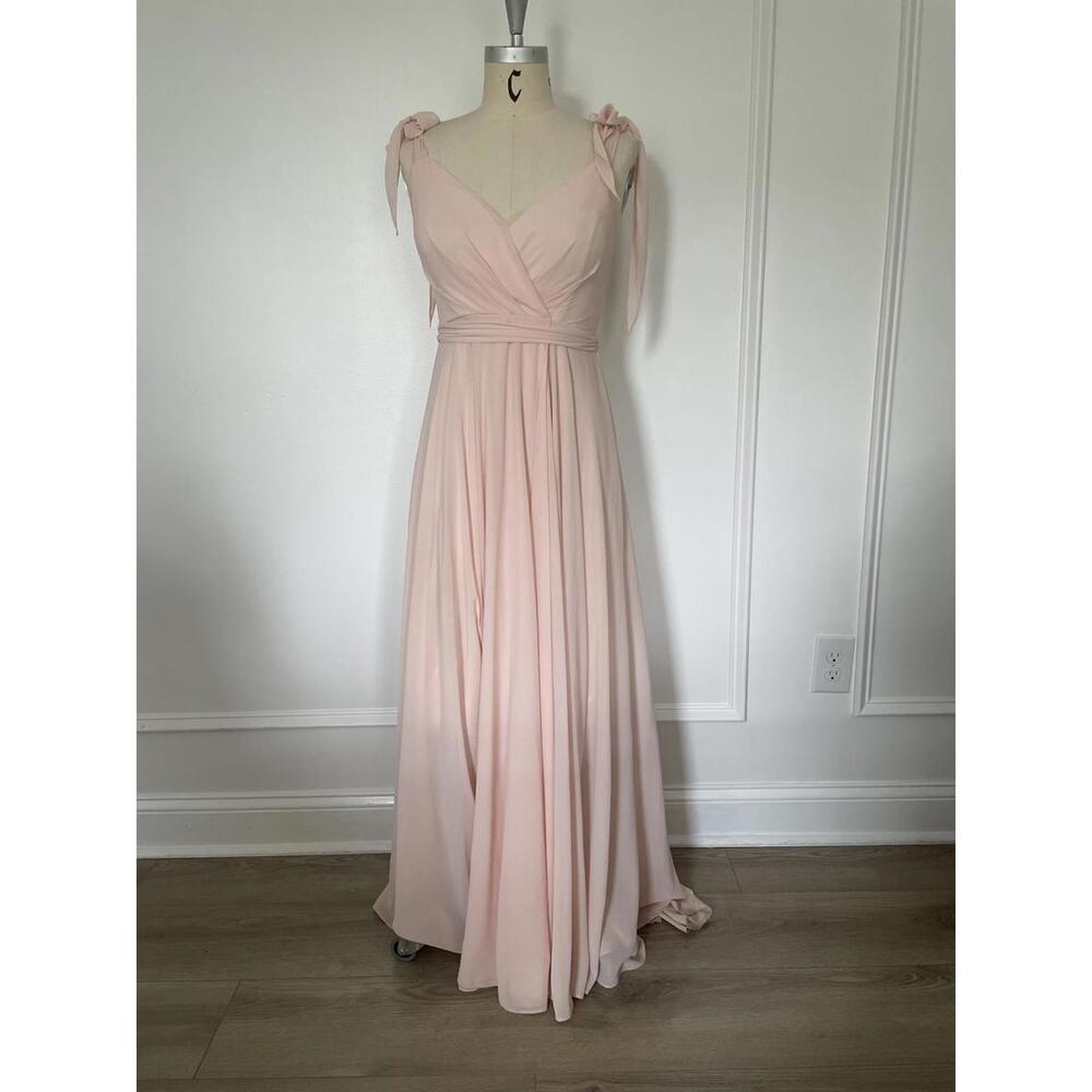 Lulus - Elegant Light Pink Evening Dress with Tie Shoulder Straps, size S
